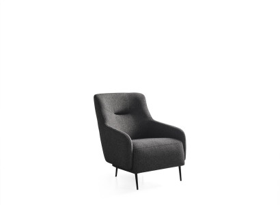 Sessel Ohrensessel Modern Stoff Wohnzimmer Polyester Grau Design Sitz Neu